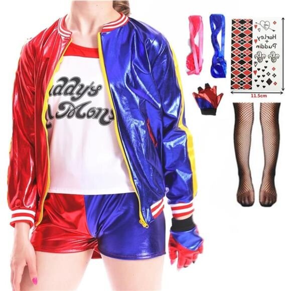 Girls Cosplay Costume Kids Halloween Costume Outfit Set with Tshirt Jacket Short - Picture 1 of 7